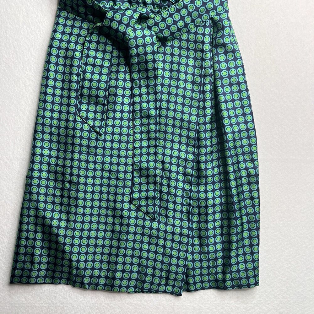Elizabeth McKay Dress Green & Blue Silk Circle Print Wrap Around sz 6 - Picture 4 of 12